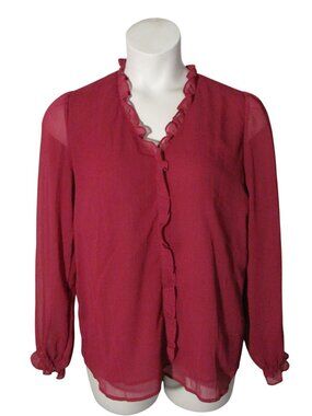 Ann Taylor L Fuchsia Pink Shirt Top Blouse